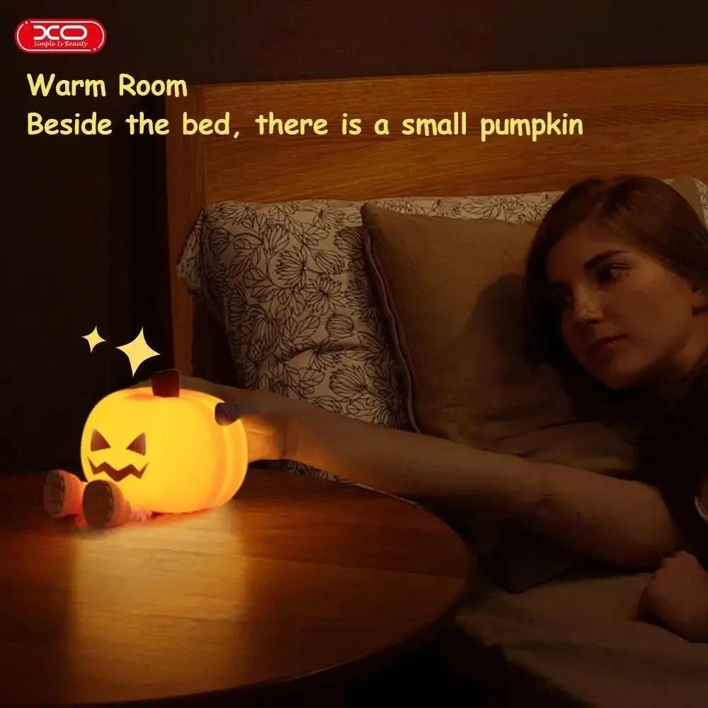XO-OZ08 Halloween Pumpkin LED Night Light Dimmable Silicone Rechargeable Lamp